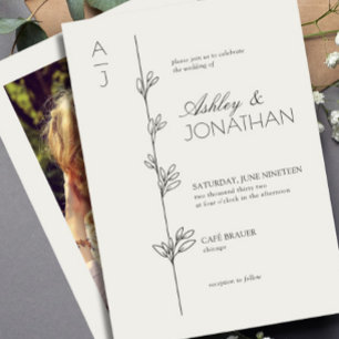 Invitation Photo Mariage du diviseur botanique moderne