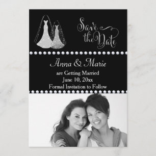 Invitation Photo Mariage gay Enregistrer la date Argent