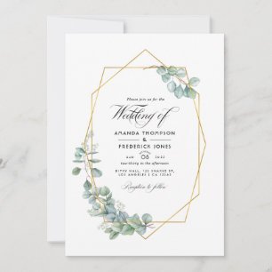 Invitation Photo Mariage géométrique Eucalyptus de la taille 