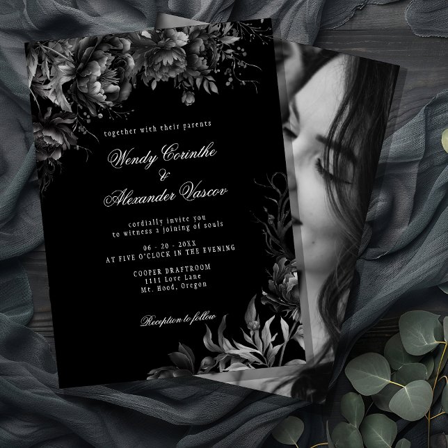 Invitation Photo Mariage gothique noir classique (Créateur téléchargé)