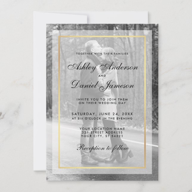 Invitation photo Mariage moderne G - Overlay B&W (Devant)
