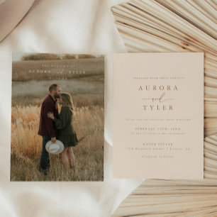 Invitation Photo Mariage moderne Tan Script