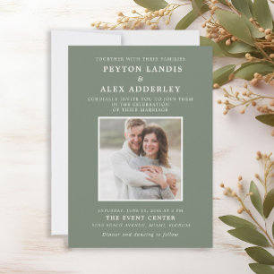 Invitation photo Mariage simple Sage Green