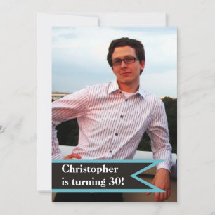 Invitation Photo masculine moderne de 30e anniversaire simple