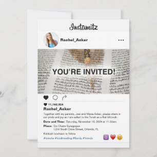 Invitation Photo Médias Sociaux Bat Mitzvah ou Bar Mitzvah