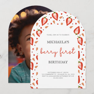 Invitation Photo mignonne Berry Arch premier anniversaire