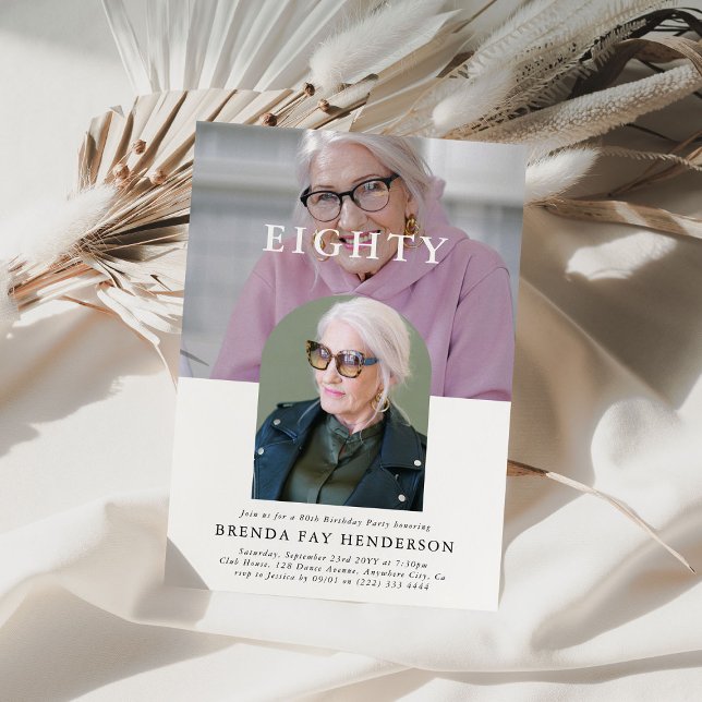 Invitation Photo minimale 800 80e anniversaire (Créateur téléchargé)