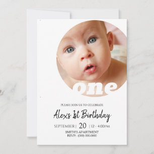 Invitation Photo minimale du premier anniversaire