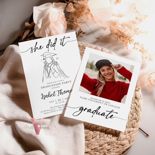 Invitation photo minimaliste blanc (Créateur téléchargé)