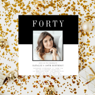 Invitation Photo minimaliste moderne 40e anniversaire