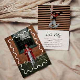 Invitation Photo minimaliste moderne Black and White Grad Par