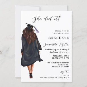Invitation Photo Minimaliste Moderne Elle L'A Fait Diplôme