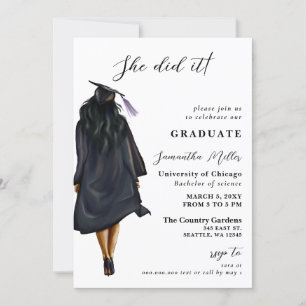 Invitation Photo Minimaliste Moderne Elle L'A Fait Diplôme