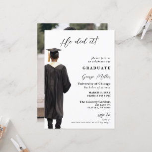 Invitation Photo minimaliste moderne il l'a fait graduation