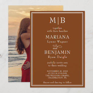 Invitation Photo minimaliste moderne Mariage Brown