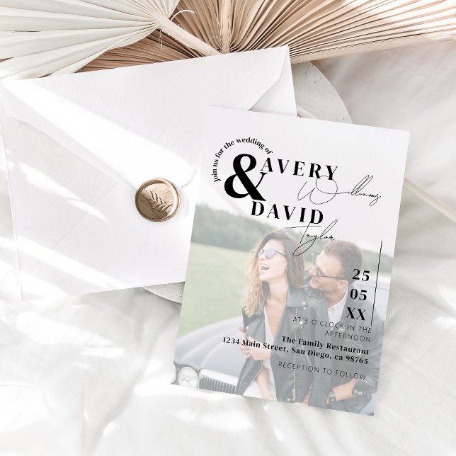 Invitation Photo minimaliste Photo moderne Mariage simple (Créateur téléchargé)