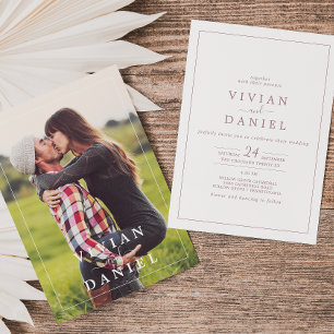 Invitation Photo minimaliste Rose Gold sur le Mariage arrière