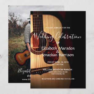 Invitation Photo Modern Guitar Musicien Mariage