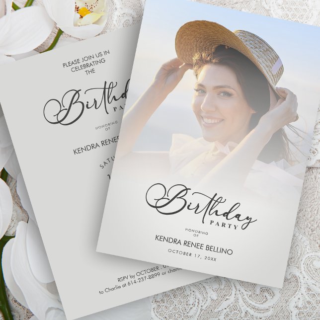 Invitation Photo Modern Transparency Overlay Vellum Effect (Custom Photo Modern Transparency Overlay Vellum Effect Birthday Card Invitation with Envelope.)