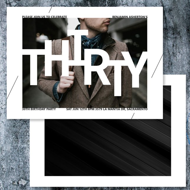 Invitation photo moderne 30e anniversaire (Créateur téléchargé)