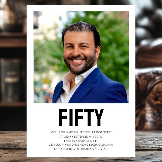 Invitation Photo moderne 50th Birthday Party (Créateur téléchargé)