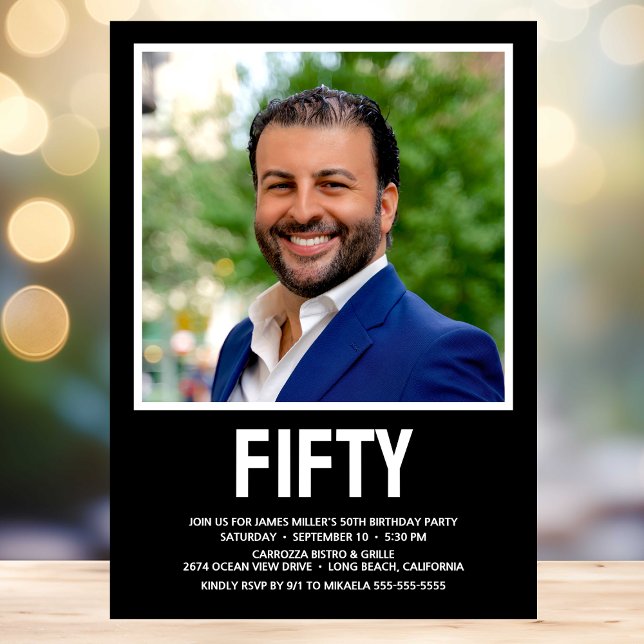 Invitation Photo moderne 50th Birthday Party (Créateur téléchargé)