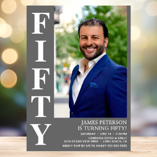 Invitation Photo moderne 50th Birthday Party