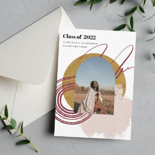 Invitation Photo Moderne Abstraite Gold Et Rose Graduate