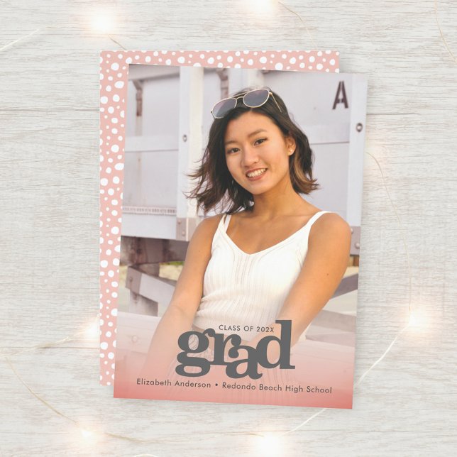 Invitation Photo moderne audacieuse pâle rose grise fête élég (Créateur téléchargé)