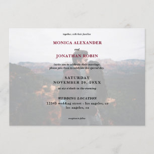 Invitation Photo moderne avec mariage bordeaux - Horizontal