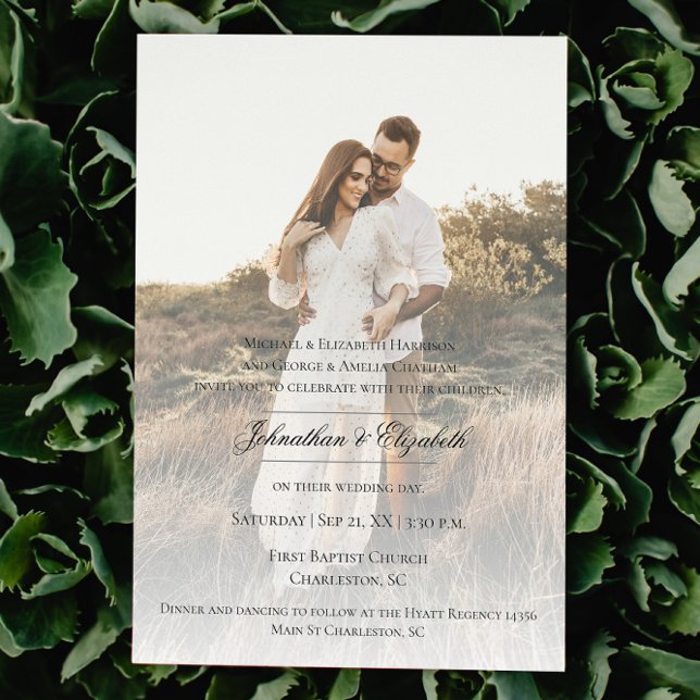 Invitation Photo moderne avec Mariage superposé (Modern Photo and Overlay Wedding Invitation)