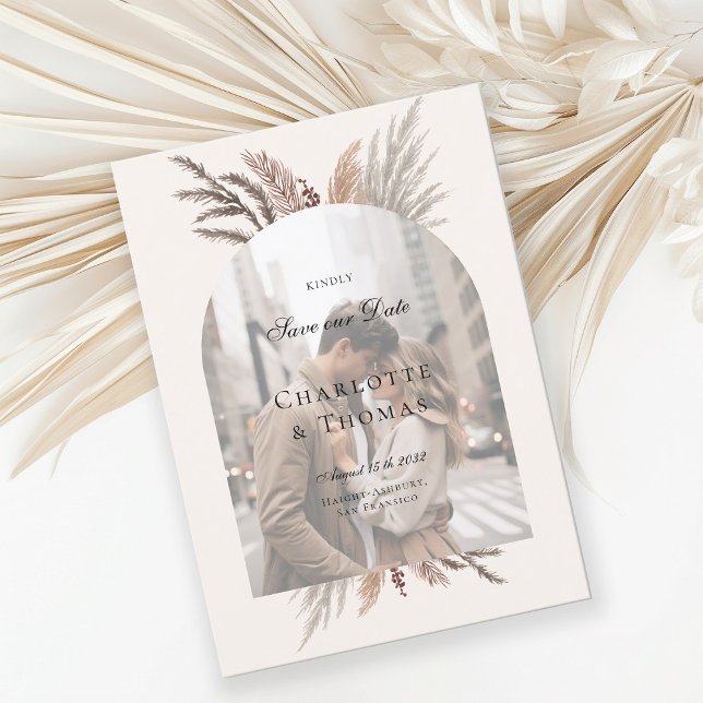 Invitation Photo moderne Boho Pampasgras (Créateur téléchargé)
