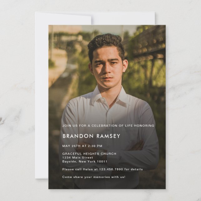 Invitation Photo Moderne Célébration De La Vie (Devant)
