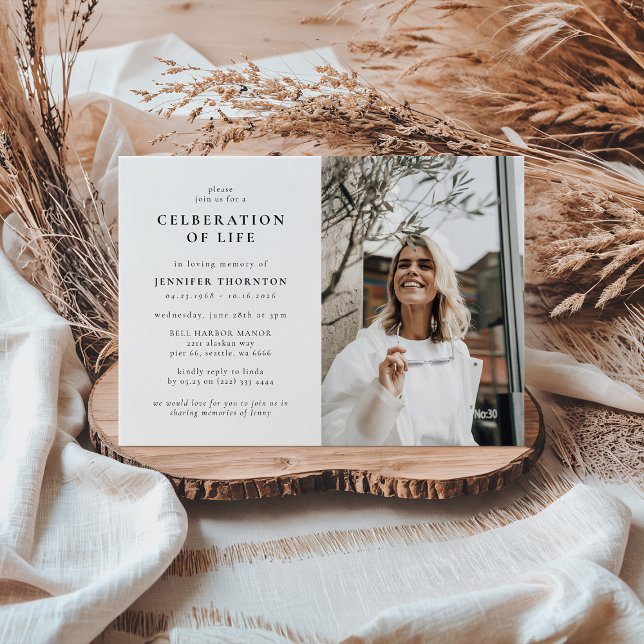 Invitation Photo moderne Célébration de la vie funéraire Memo (Créateur téléchargé)