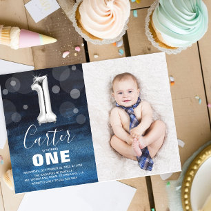 Invitation Photo moderne Cute Boy 1er anniversaire