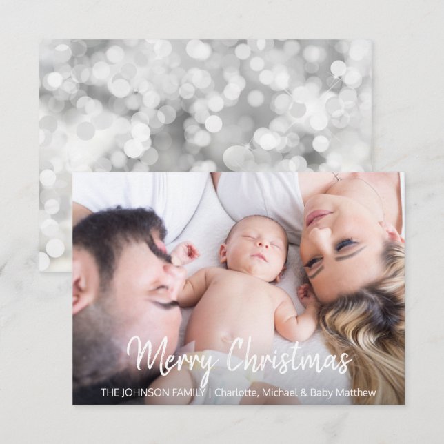 Invitation PHOTO moderne de la famille | de vacances de Noël (Devant / Derrière)