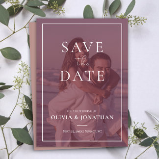 Invitation photo moderne Dusty rose Enregistrer la date