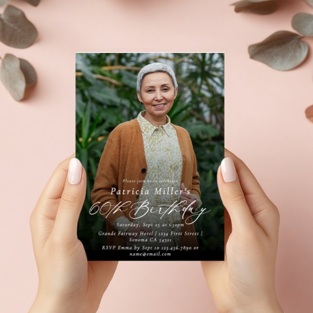 Invitation Photo moderne élégante 60e anniversaire de fête (Créateur téléchargé)