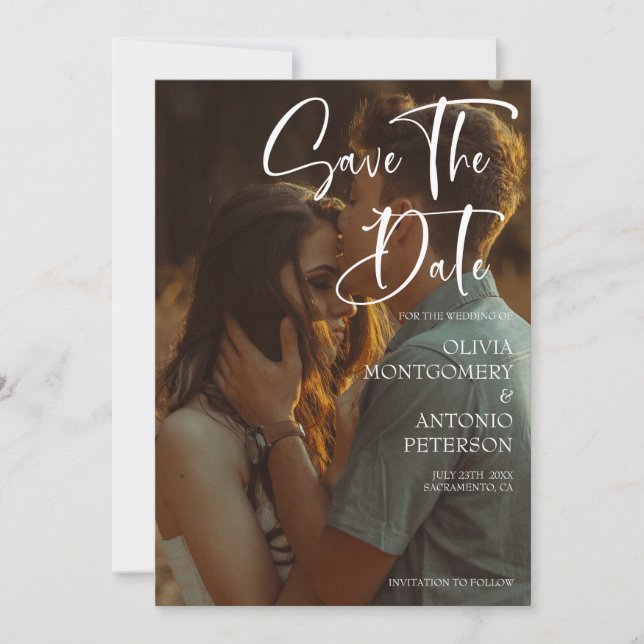 Invitation Photo Moderne Élégante Enregistrer La Date (Devant)
