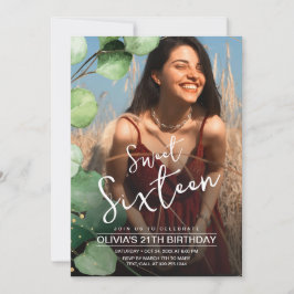Invitation Photo moderne élégante Rustic Sweet 16 Anniversair