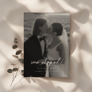 Invitation Photo moderne en noir et blanc Réception 'We Elope