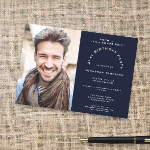 Invitation Photo moderne Homme 21e Parti surprise Marine
