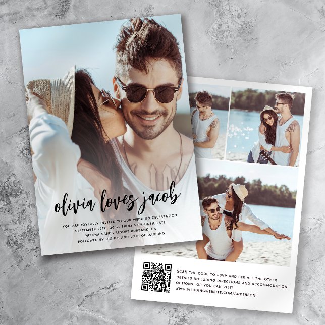 Invitation Photo moderne Mariage de code QR (Créateur téléchargé)