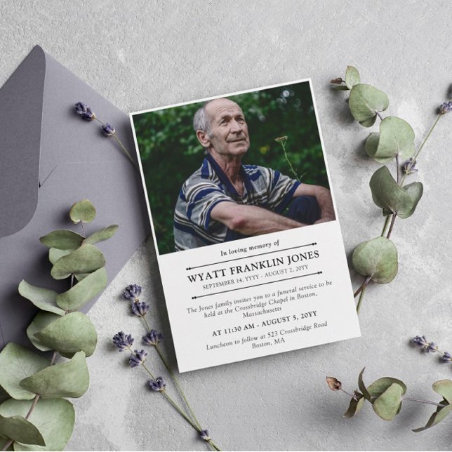 Invitation Photo Moderne Minimale En Mémoire Amoureuse (Créateur téléchargé)