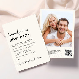 Invitation Photo moderne QR Code Cream Wedding Réception