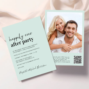 Invitation Photo moderne QR Code Mint Mariage Réception