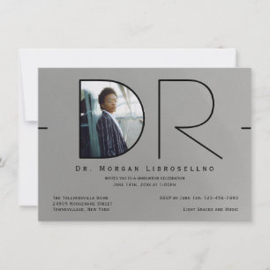 Invitation Photo moderne Silver Black Graduation DR