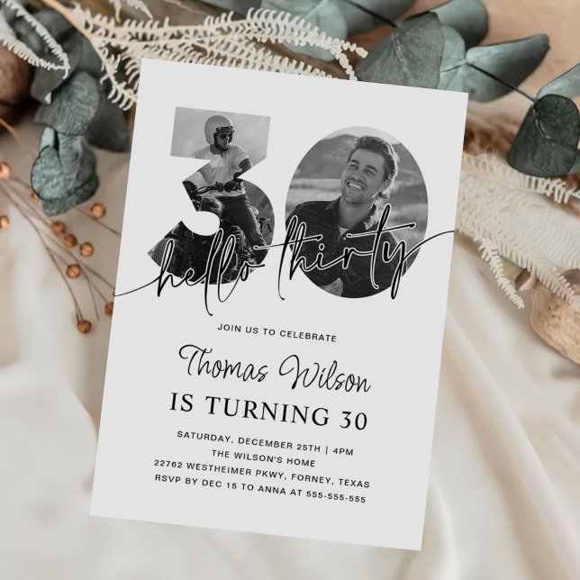 Invitation Photo moderne simple 30e anniversaire (Créateur téléchargé)