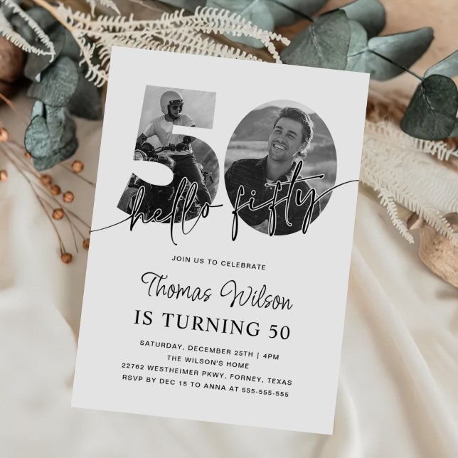 Invitation Photo moderne simple 50e anniversaire (Créateur téléchargé)