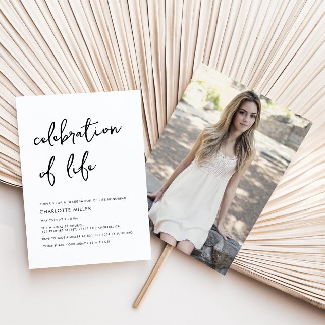 Invitation Photo Moderne Simple Célébration De La Vie Mémoria (Créateur téléchargé)